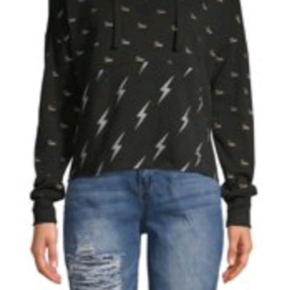 Shine Twin Print Hoodie Large (11-13) Black Soot - Picture 2 of 6